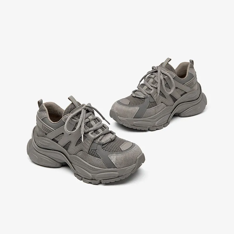 BeauToday Breathable Mesh Platform Sneakers  Lace-up Trainers for Women