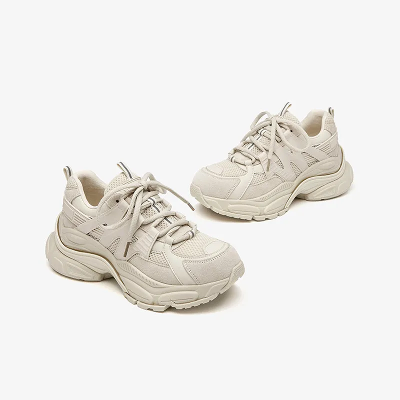 BeauToday Breathable Mesh Platform Sneakers  Lace-up Trainers for Women