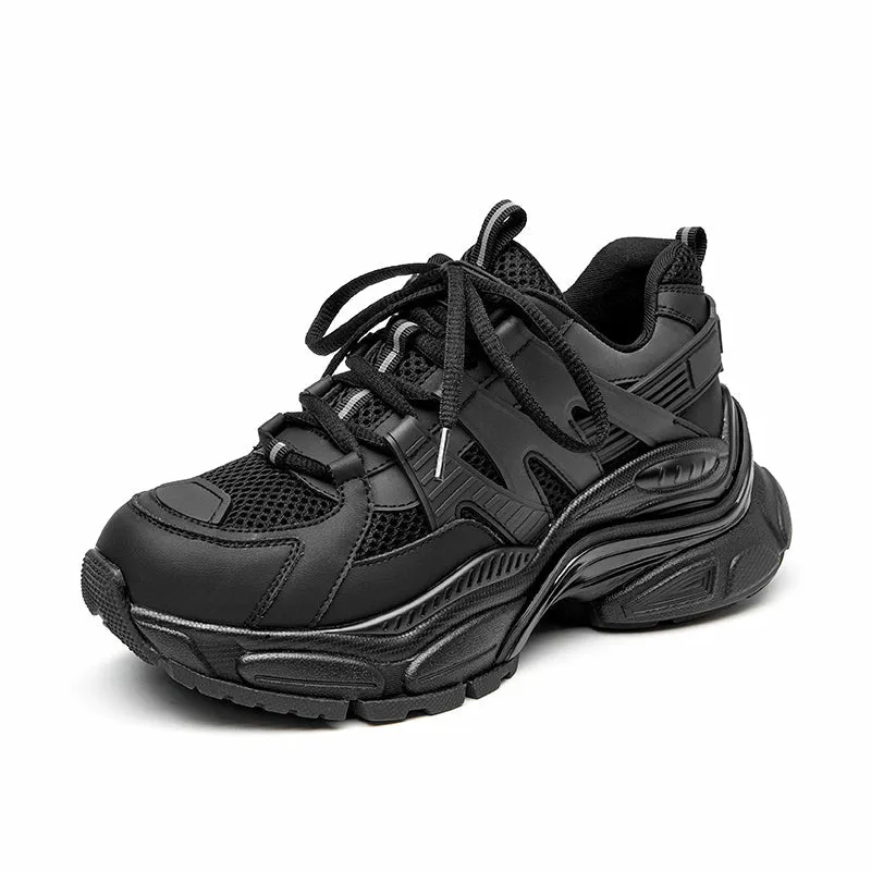 BeauToday Breathable Mesh Platform Sneakers  Lace-up Trainers for Women