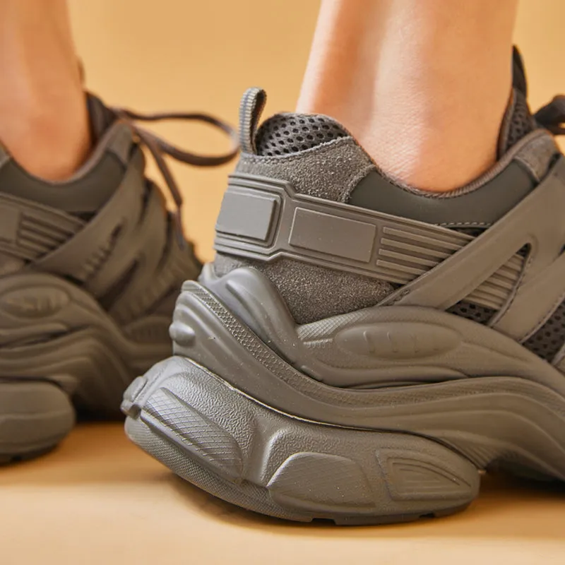 BeauToday Breathable Mesh Platform Sneakers  Lace-up Trainers for Women