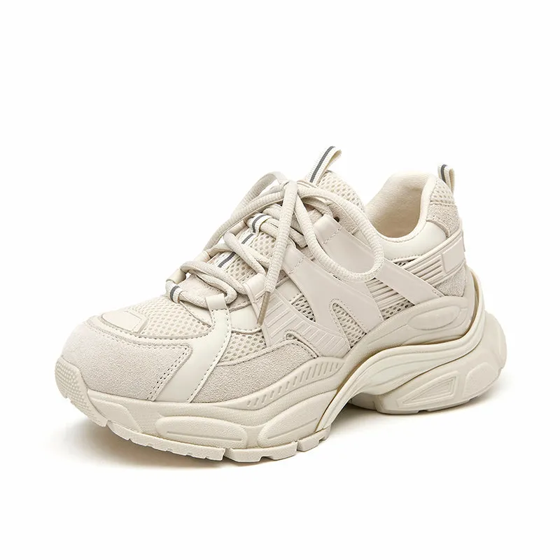 BeauToday Breathable Mesh Platform Sneakers  Lace-up Trainers for Women