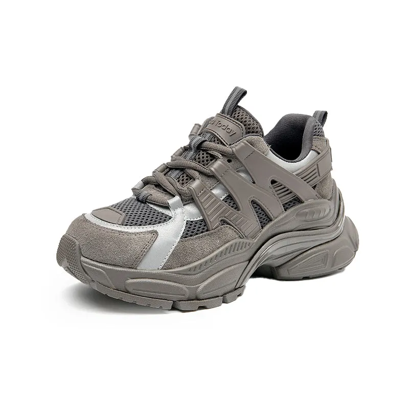 BeauToday Breathable Mesh Platform Sneakers  Lace-up Trainers for Women