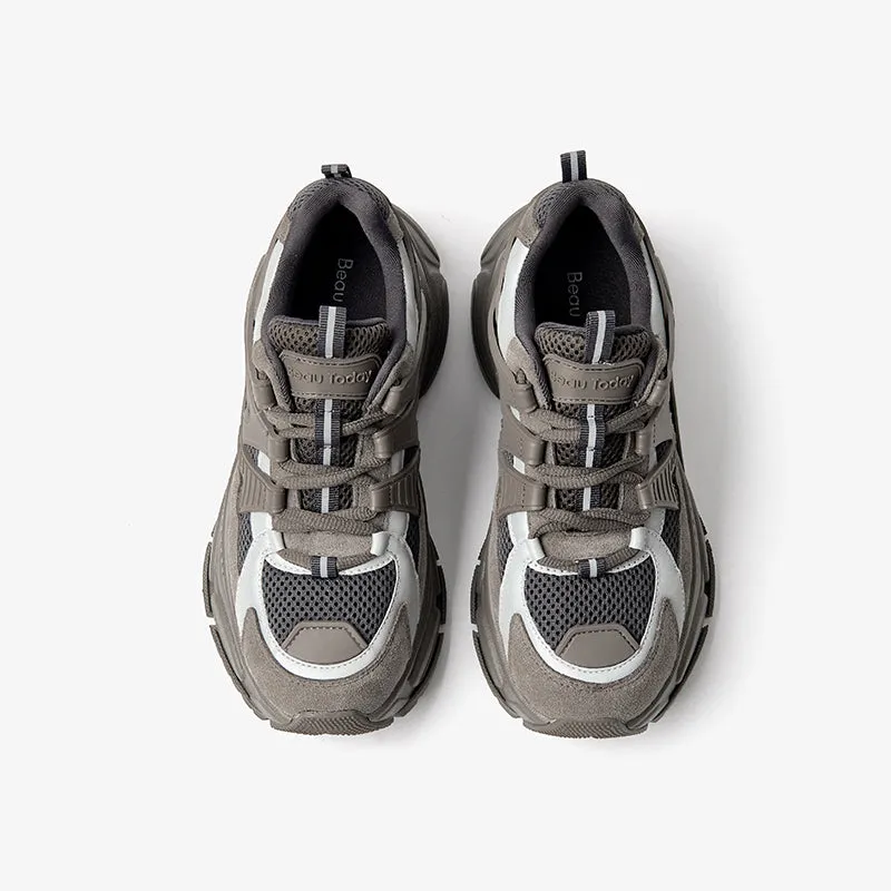 BeauToday Breathable Mesh Platform Sneakers  Lace-up Trainers for Women