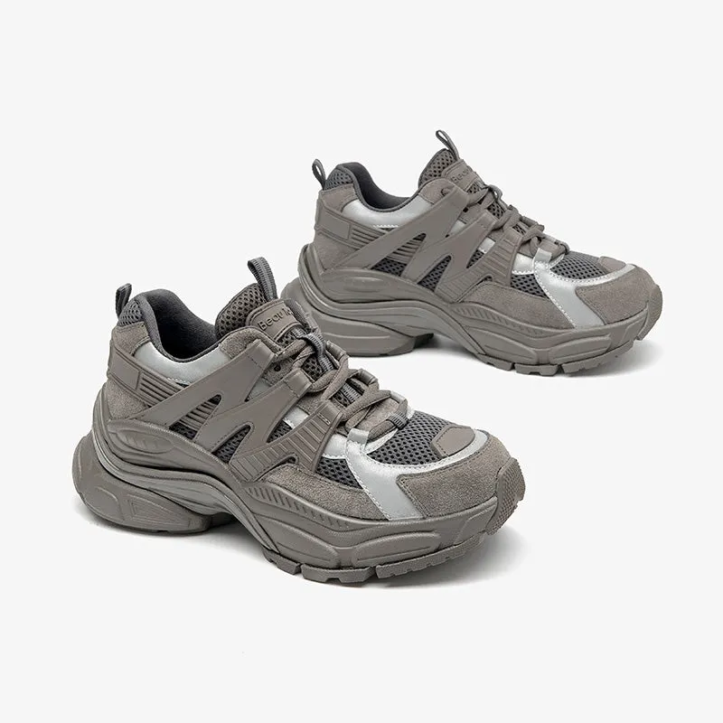 BeauToday Breathable Mesh Platform Sneakers  Lace-up Trainers for Women