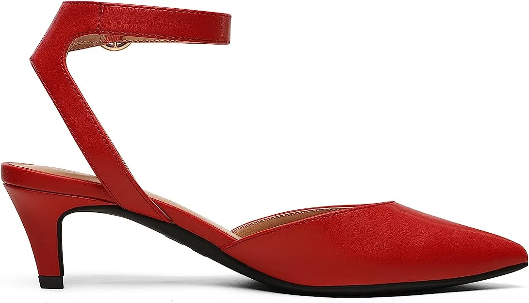 Beige Ankle Strap Low Heel Closed Toe Shoes