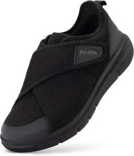 FitVille Diabetic Shoes for Men Extra Wide Width Adjustable Closure Walking Shoes Swollen Feet Shoes for Neuropathy Pain Relief - EasyTop V5