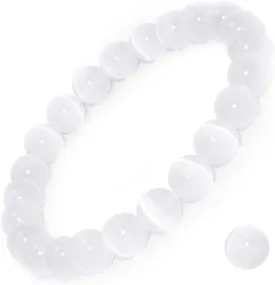 Handmade Gem Bracelet 7.5" Stretch Gemstone 8Mm round Beads Crystals Quartz Unisex
