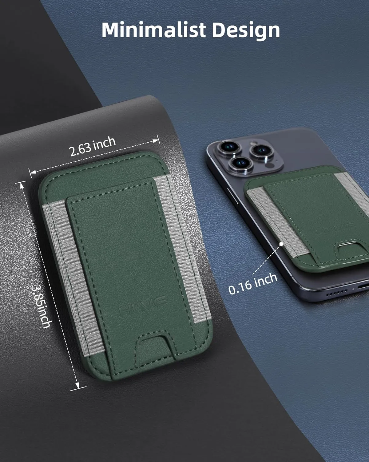 HiWe for MagSafe Wallet, Strongest Magnetic Wallet for iPhone 16/15/14/13/12 Series, 7 Cards Holder, Magnetic Phone Wallets, Leather Minimalist Slim RFID Wallets, 1 Slot, Green