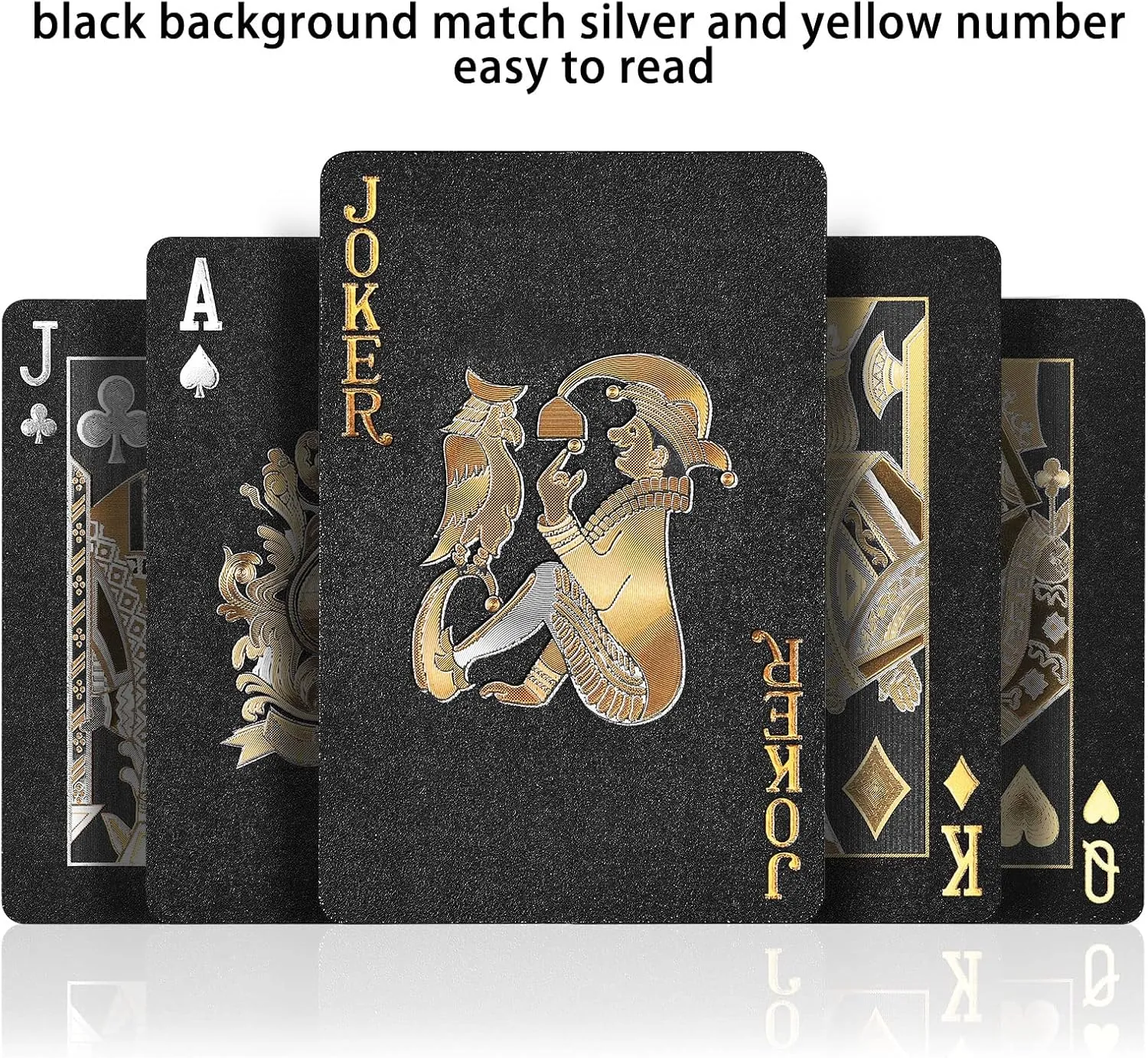 Joyoldelf Black Playing Cards with Dollar Pattern, 2 Pcs Playing Cards - Cool Poker Cards/Playing Cards with Box, Waterproof Playing Cards for Party, Pool, Magic, Trick Tool, Camp & Family Games