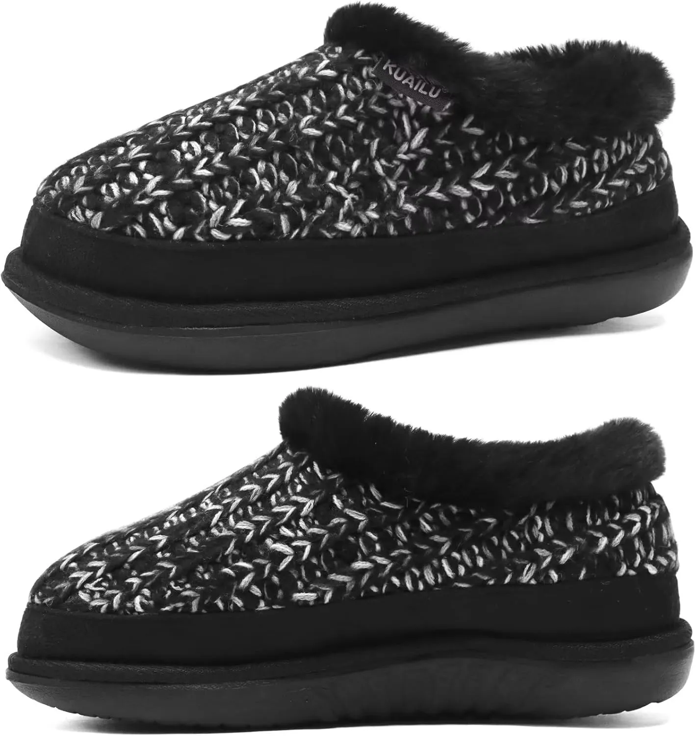 KuaiLu House Slippers for Women Comfortable Memory Foam Plaid Slipper Ladies Warm Fuzzy Plush Fur Lined Winter Home Shoes Orthotic Plantar Fasciitis Arch Support Indoor Outdoor