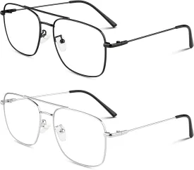 LINVO Fake Glasses Non-Prescription Clear Lens Metal Frame Fashion Eyewear for Women Men