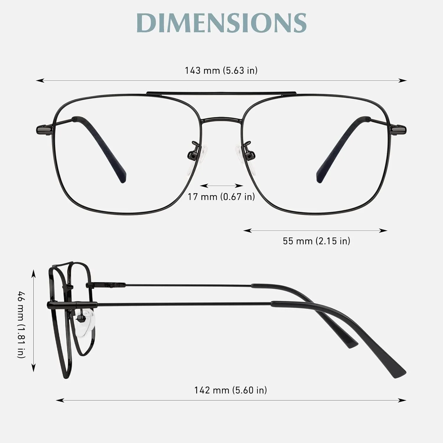LINVO Fake Glasses Non-Prescription Clear Lens Metal Frame Fashion Eyewear for Women Men