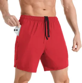 Men's 7" Athletic Running Shorts Lightweight Quick Dry Gym Workout Shorts with Zipper Pockets