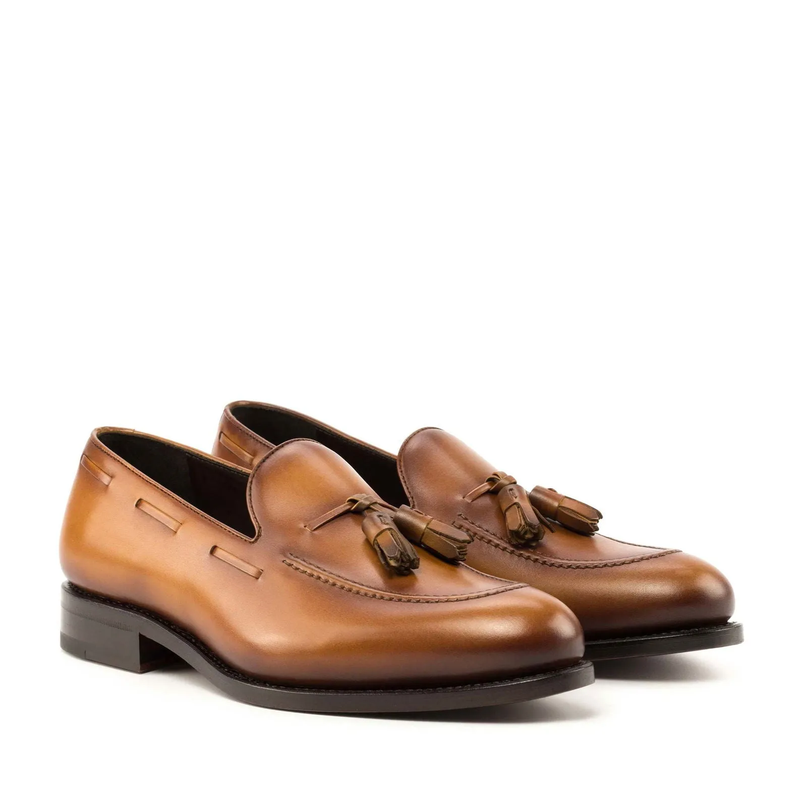 Men's Loafer Leather Shoes Goodyear Welt Wide Plus Size Brown 5011
