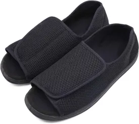 Men's Open Toe Diabetic Recovery Slippers, Adjustable Orthopedic Wide Width Walking Shoes for Arthritis Edema Swollen Feet Elderly Men