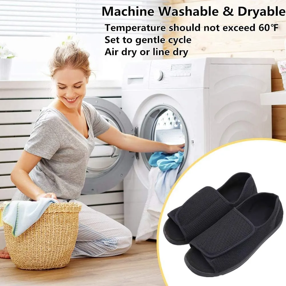 Men's Open Toe Diabetic Recovery Slippers, Adjustable Orthopedic Wide Width Walking Shoes for Arthritis Edema Swollen Feet Elderly Men