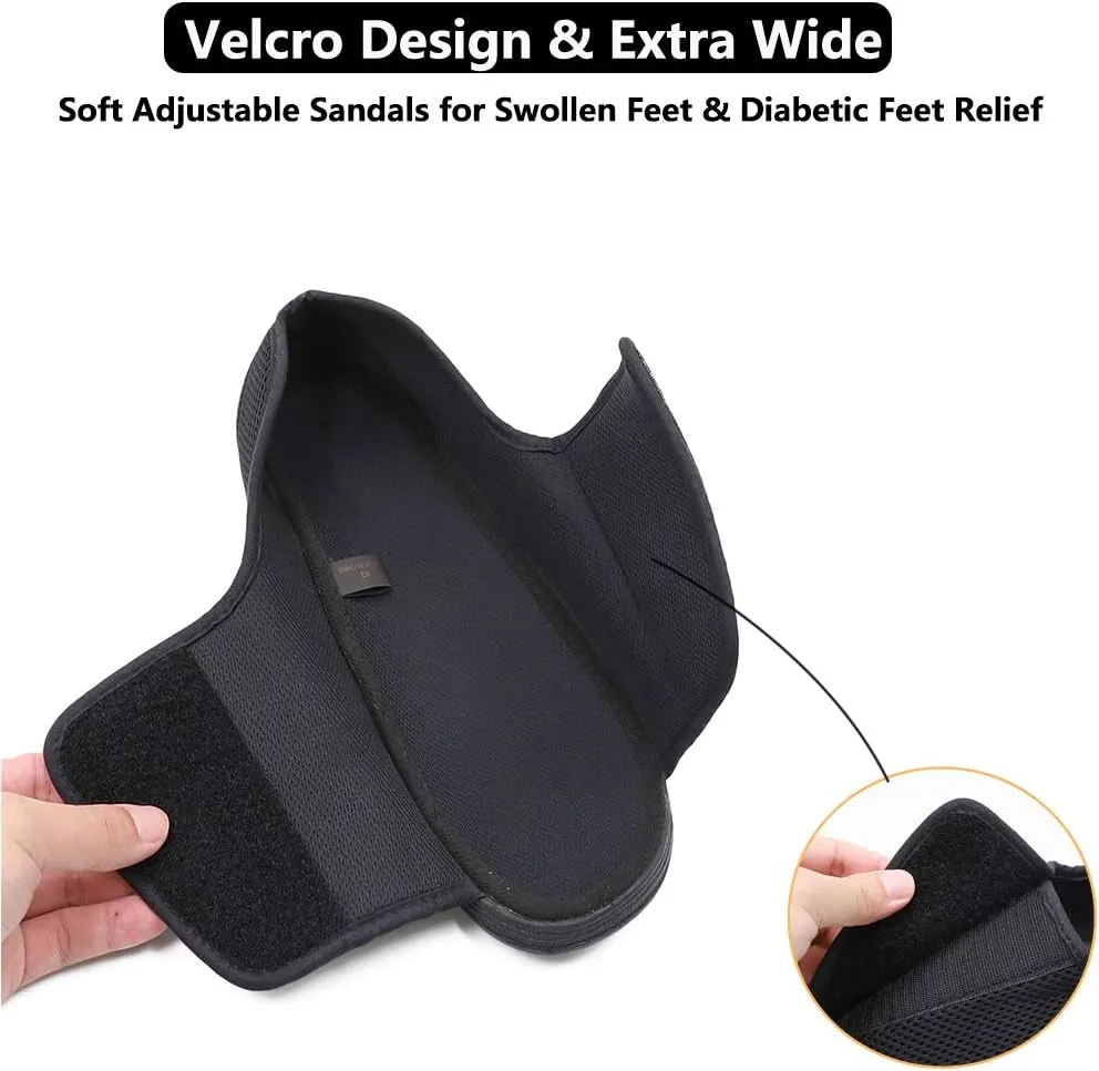 Men's Open Toe Diabetic Recovery Slippers, Adjustable Orthopedic Wide Width Walking Shoes for Arthritis Edema Swollen Feet Elderly Men