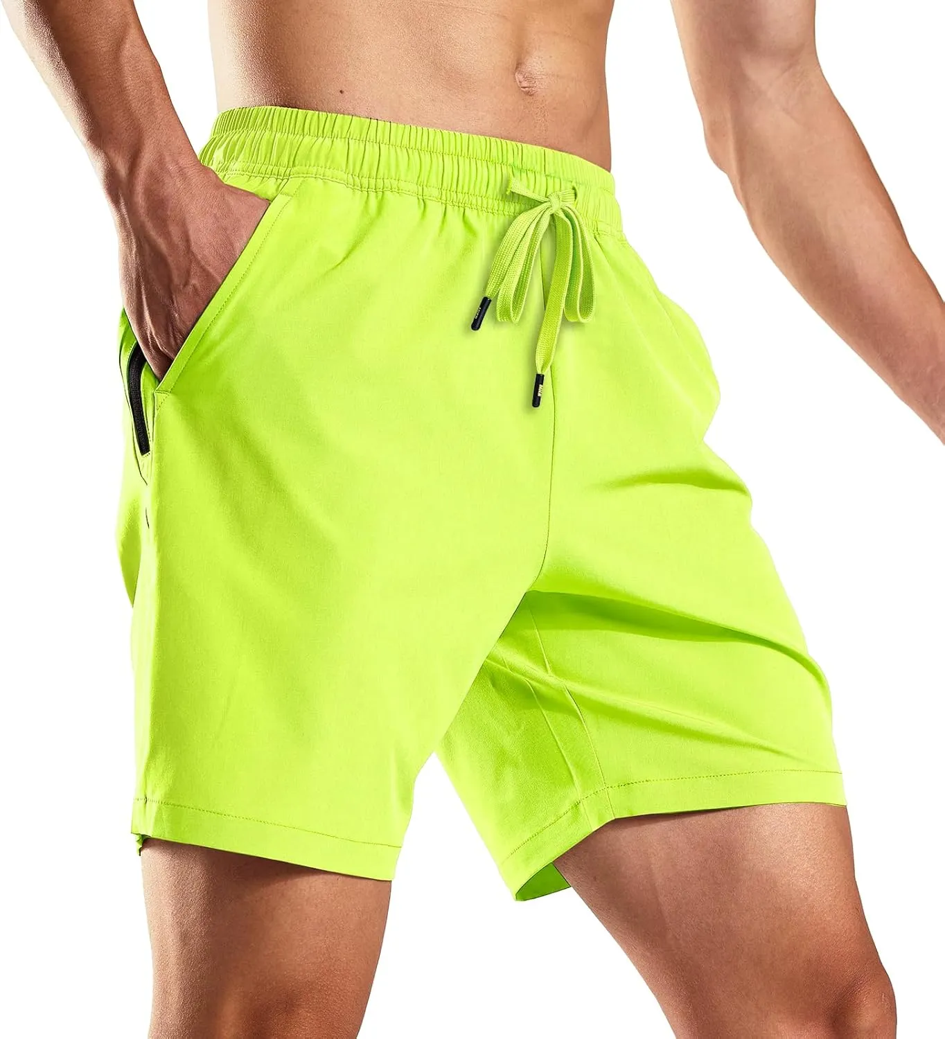 MIER Men's Workout Running Shorts 7 Inch Lightweight Athletic with Zipper Pockets No Liner Quick-Dry Gym Active Shorts