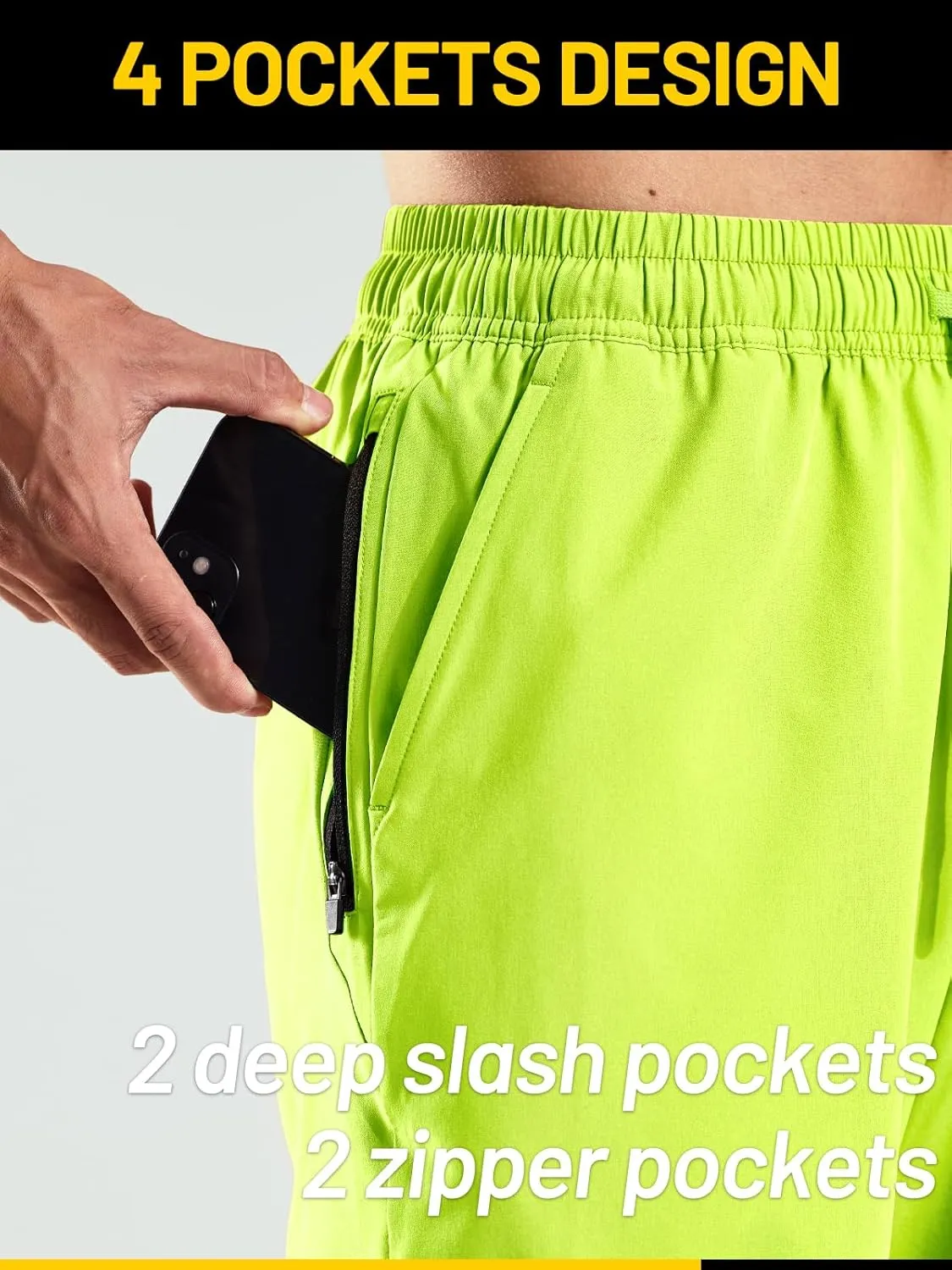 MIER Men's Workout Running Shorts 7 Inch Lightweight Athletic with Zipper Pockets No Liner Quick-Dry Gym Active Shorts