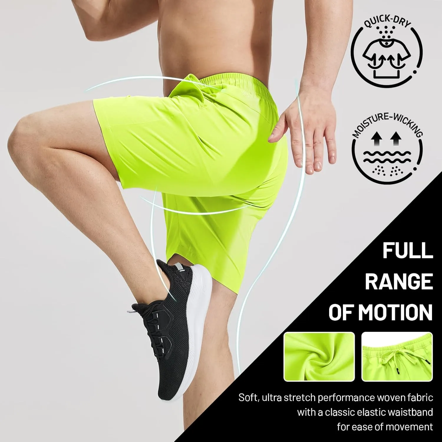 MIER Men's Workout Running Shorts 7 Inch Lightweight Athletic with Zipper Pockets No Liner Quick-Dry Gym Active Shorts