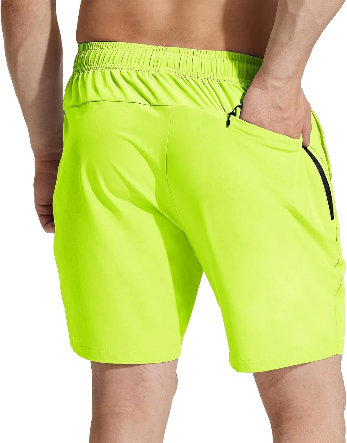 MIER Men's Workout Running Shorts 7 Inch Lightweight Athletic with Zipper Pockets No Liner Quick-Dry Gym Active Shorts