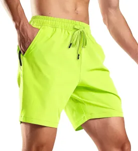 MIER Men's Workout Running Shorts 7 Inch Lightweight Athletic with Zipper Pockets No Liner Quick-Dry Gym Active Shorts