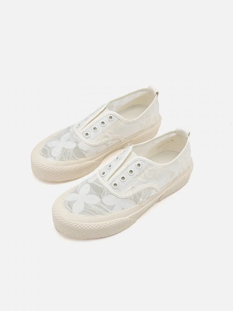Rory Floral Embroidered Lace Slip-on Sneakers