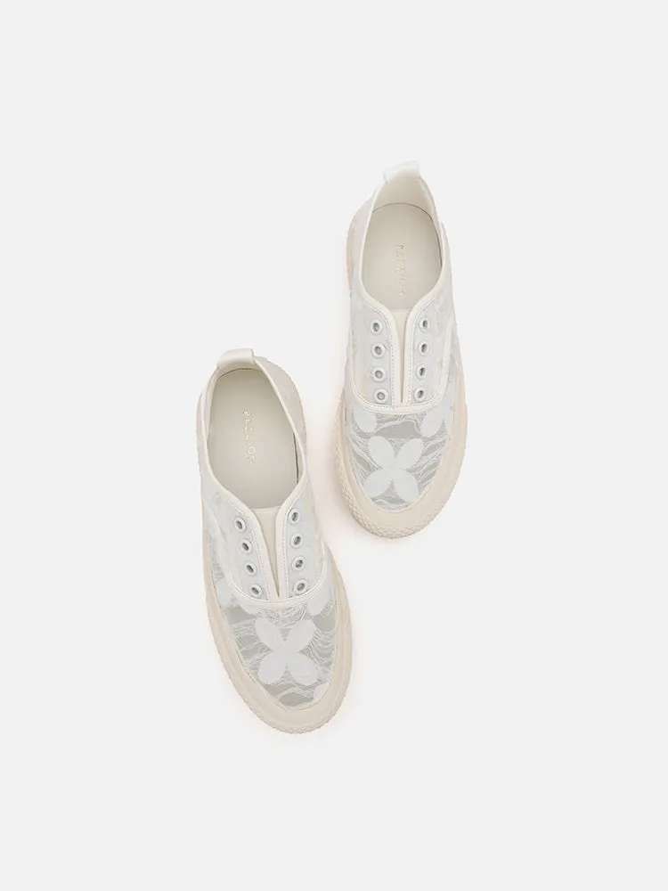 Rory Floral Embroidered Lace Slip-on Sneakers