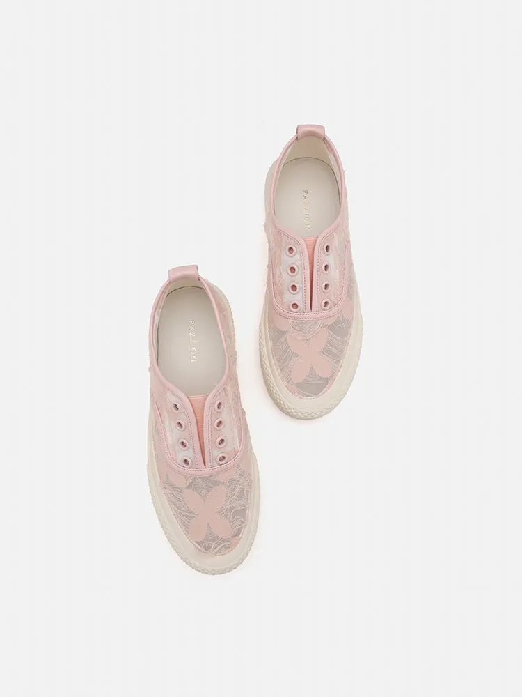 Rory Floral Embroidered Lace Slip-on Sneakers