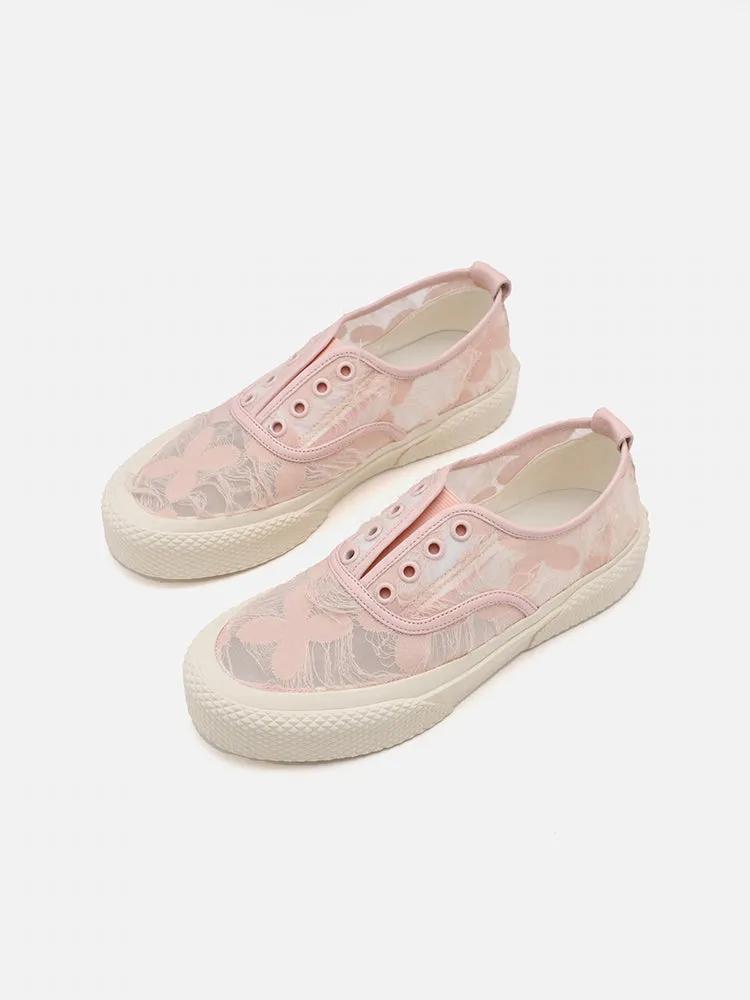 Rory Floral Embroidered Lace Slip-on Sneakers