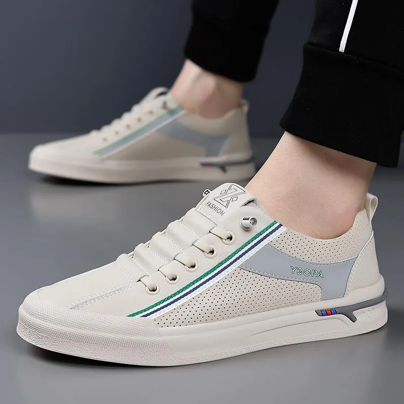 White sneakers with breathable mesh