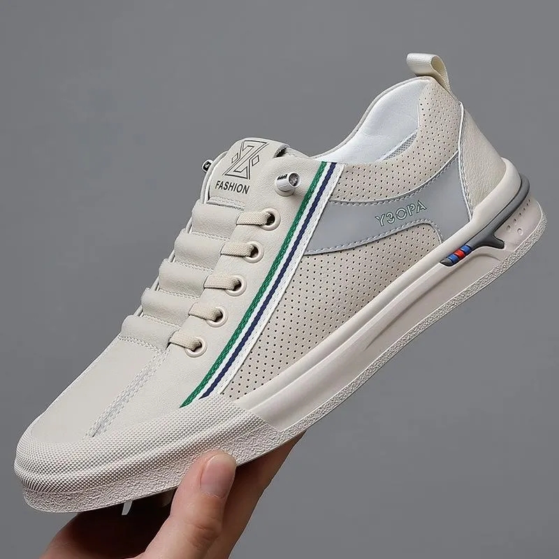 White sneakers with breathable mesh