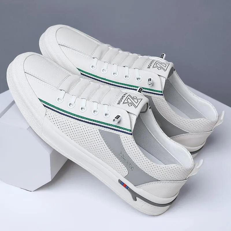 White sneakers with breathable mesh