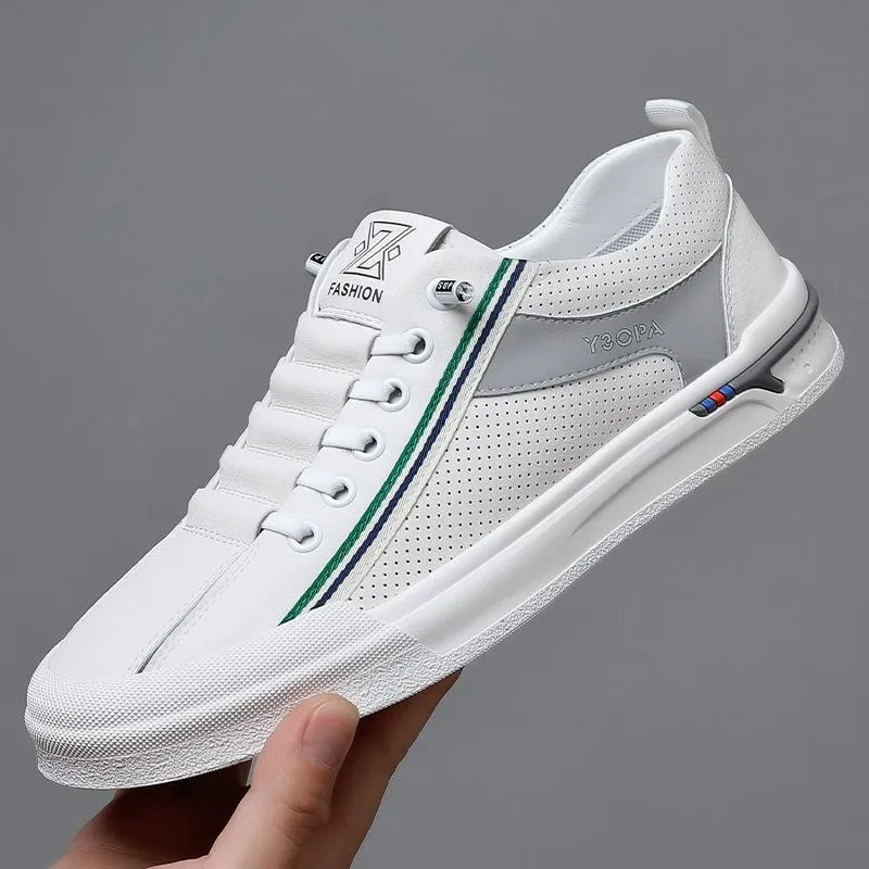White sneakers with breathable mesh