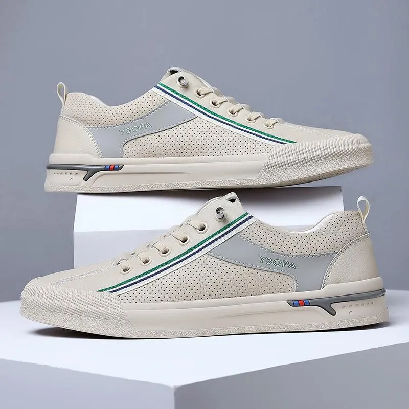 White sneakers with breathable mesh